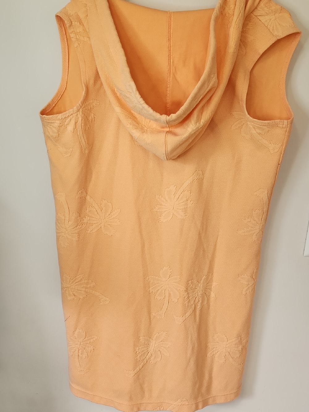 Secret Treasres Palm Tree Print Beach Cover Up Robe. Hooded Peach Color. Size M - Picture 10 of 10